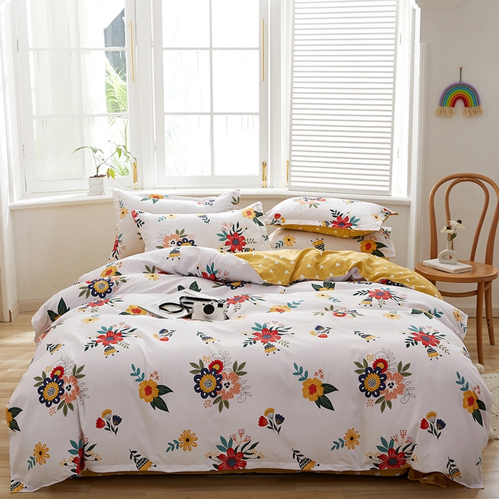 91家纺网 家纺一手货源 找家纺 简冠家纺 2026新款植物羊绒磨毛四件套 花开 米