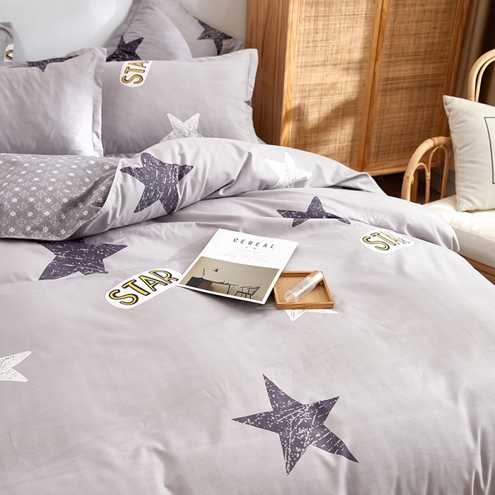 91家纺网 家纺一手货源 找家纺 简冠家纺 2025新款植物羊绒磨毛四件套 STAR星-灰