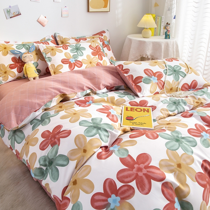 91家纺网 家纺一手货源 找家纺 简冠家纺 2025新款植物羊绒磨毛四件套 盈盈花香