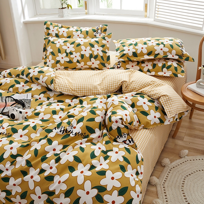 91家纺网 家纺一手货源 找家纺 简冠家纺 2025新款植物羊绒磨毛四件套 恋夏 黄