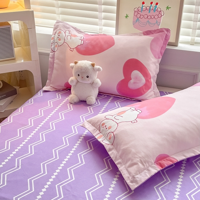 91家纺网 家纺一手货源 找家纺 简冠家纺 2025新款植物羊绒磨毛四件套 奶油兔-粉