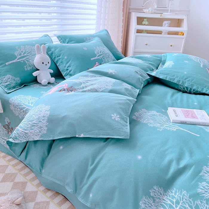 91家纺网 家纺一手货源 找家纺 简冠家纺 2025新款植物羊绒磨毛四件套 鹿林