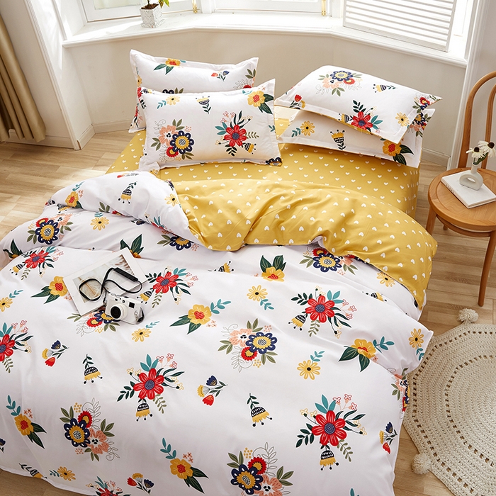 91家纺网 家纺一手货源 找家纺 简冠家纺 2026新款植物羊绒磨毛四件套 花开 米