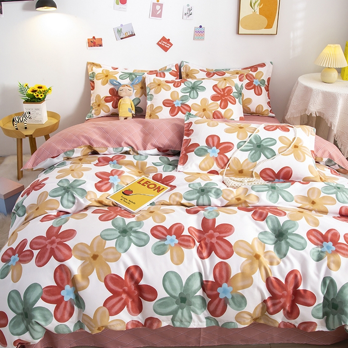 91家纺网 家纺一手货源 找家纺 简冠家纺 2025新款植物羊绒磨毛四件套 盈盈花香