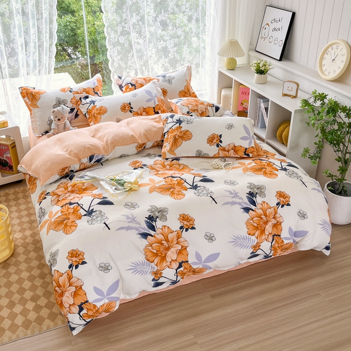 91家纺网 家纺一手货源 找家纺 简冠家纺 2025新款植物羊绒磨毛四件套 西域花开