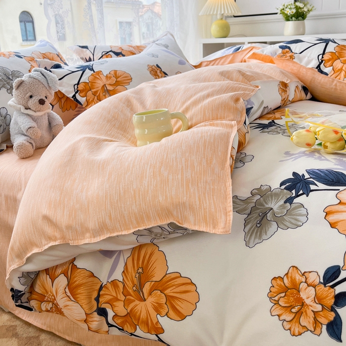 91家纺网 家纺一手货源 找家纺 简冠家纺 2025新款植物羊绒磨毛四件套 西域花开