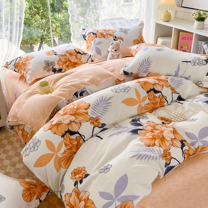 91家纺网 家纺一手货源 找家纺 简冠家纺 2025新款植物羊绒磨毛四件套 西域花开