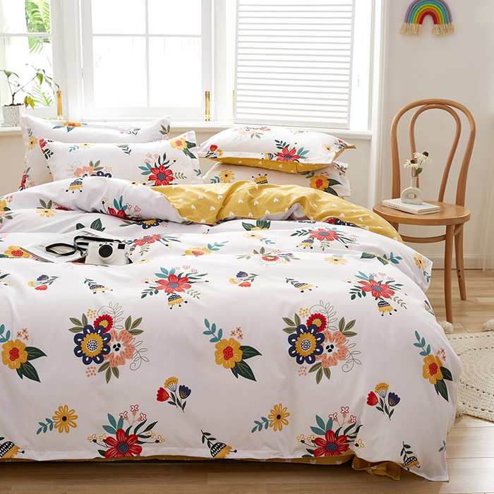 91家纺网 家纺一手货源 找家纺 简冠家纺 2026新款植物羊绒磨毛四件套 花开 米