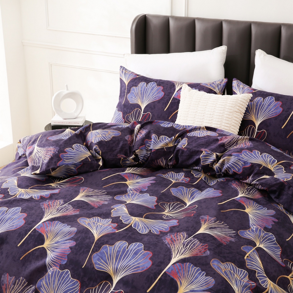 91家纺网 家纺一手货源 找家纺 子不语家纺2025新款跨境外贸 大版印花三件套亚马逊Temu速卖 通Shein沃尔玛专供 85杏叶