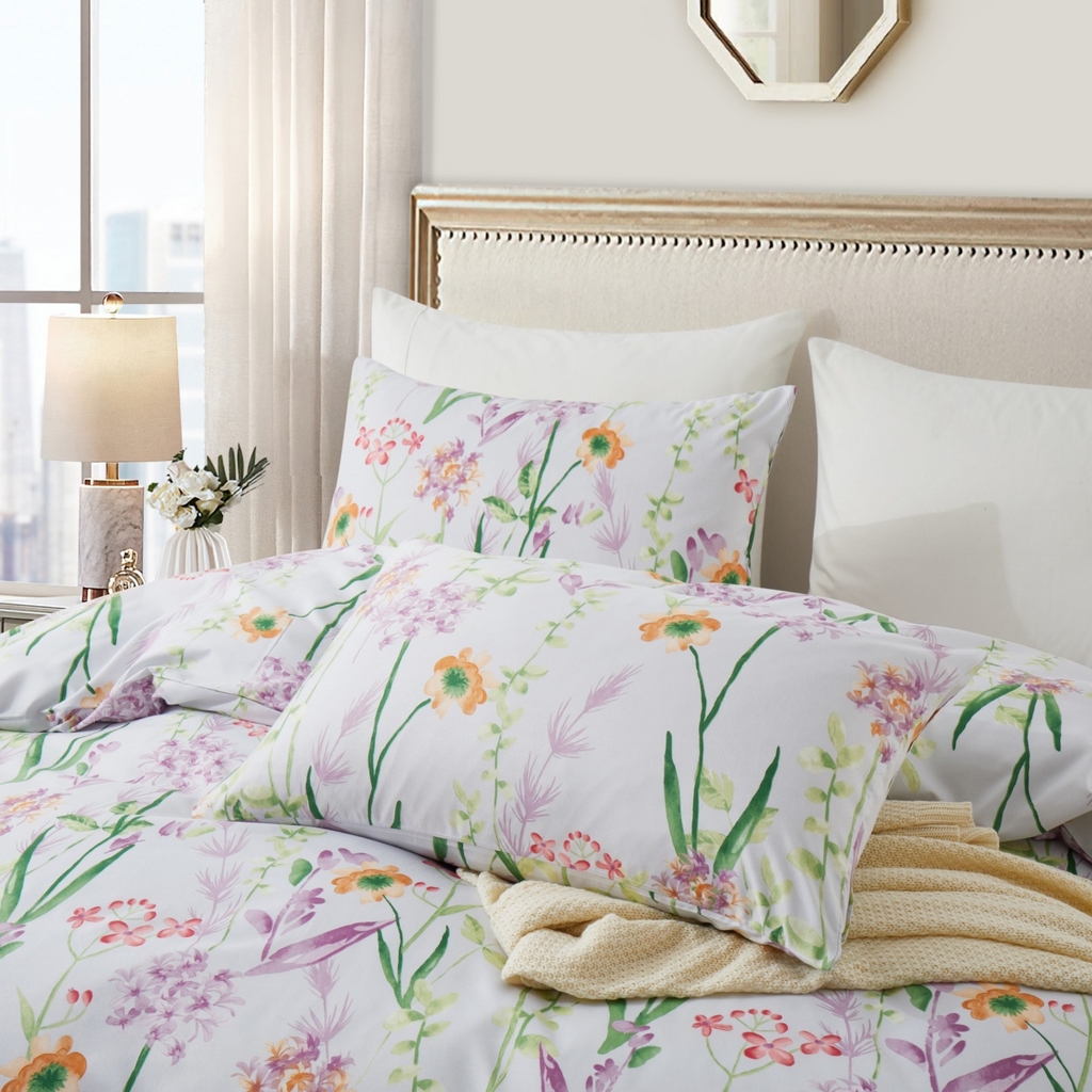 91家纺网 家纺一手货源 找家纺 子不语家纺2025新款跨境外贸 大版印花三件套亚马逊Temu速卖 通Shein沃尔玛专供 103白色本草