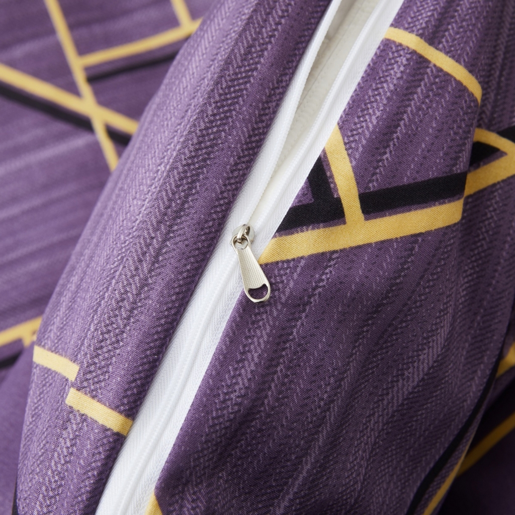 91家纺网 家纺一手货源 找家纺 子不语家纺2025新款跨境外贸 大版印花三件套亚马逊Temu速卖 通Shein沃尔玛专供 71几何图形紫