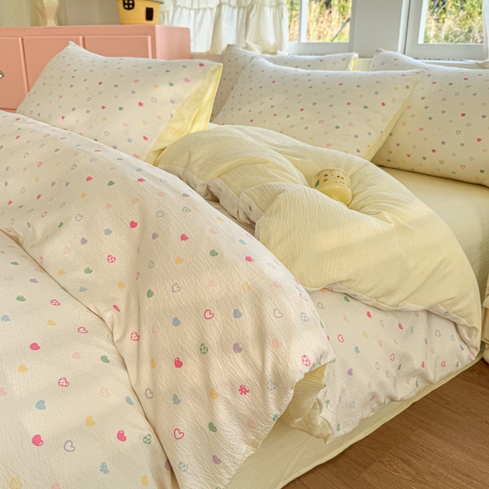 91家纺网 家纺一手货源 找家纺 （总）艾特你 高克重云感木棉皱皱针织双层纱四件套学生宿舍三件套