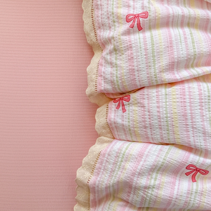 91家纺网 家纺一手货源 找家纺 艾特你 2025新款直播新款云感双层纱镂空花边四件套 花边款-蝴蝶结