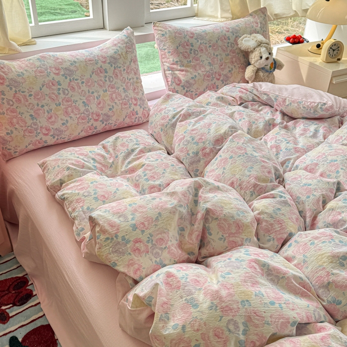 91家纺网 家纺一手货源 找家纺 艾特你 2025新款云感针织双层纱四件套 晚香玉