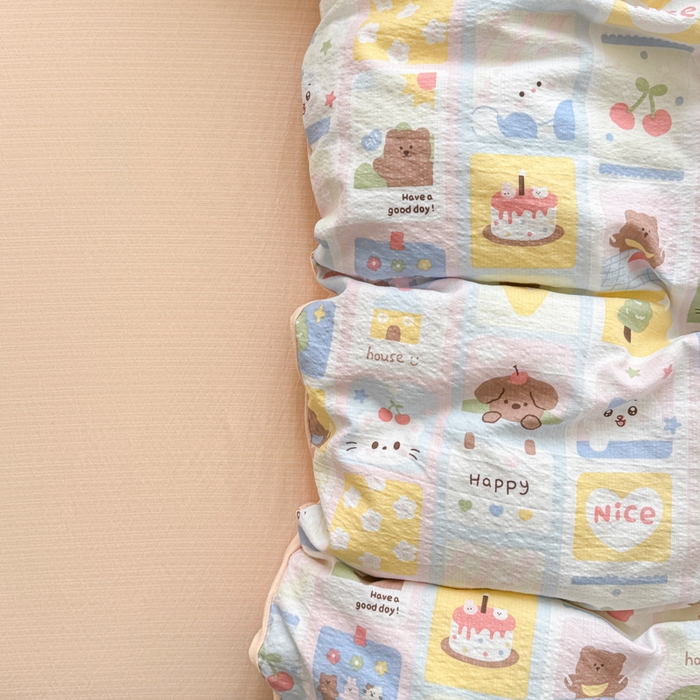 91家纺网 家纺一手货源 找家纺 艾特你 2025新款云感针织双层纱四件套 春日花花