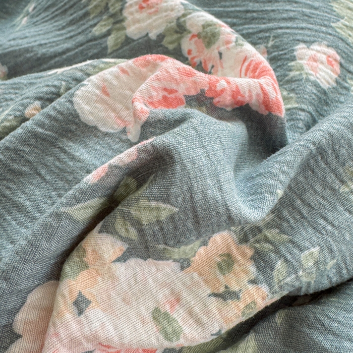 91家纺网 家纺一手货源 找家纺 艾特你 2025新款云感针织双层纱四件套 花簇