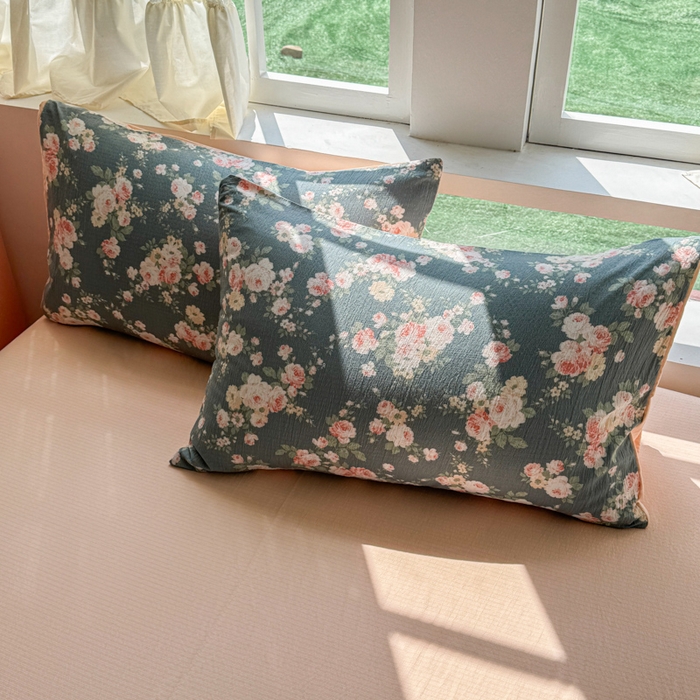 91家纺网 家纺一手货源 找家纺 艾特你 2025新款云感针织双层纱四件套 花簇