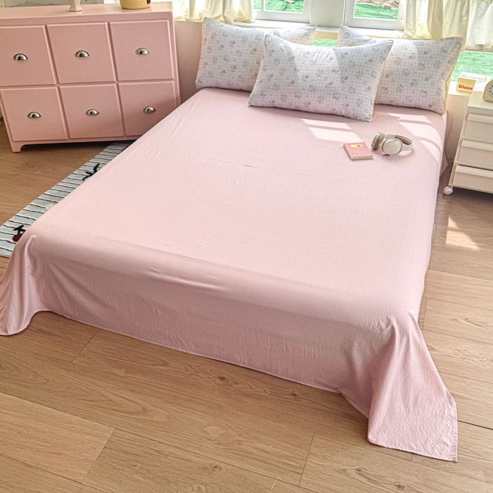 91家纺网 家纺一手货源 找家纺 艾特你 2025新款云感针织双层纱四件套 花漾甜心