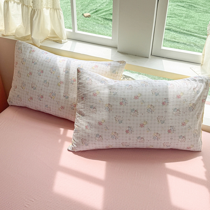 91家纺网 家纺一手货源 找家纺 艾特你 2025新款云感针织双层纱四件套 花漾甜心