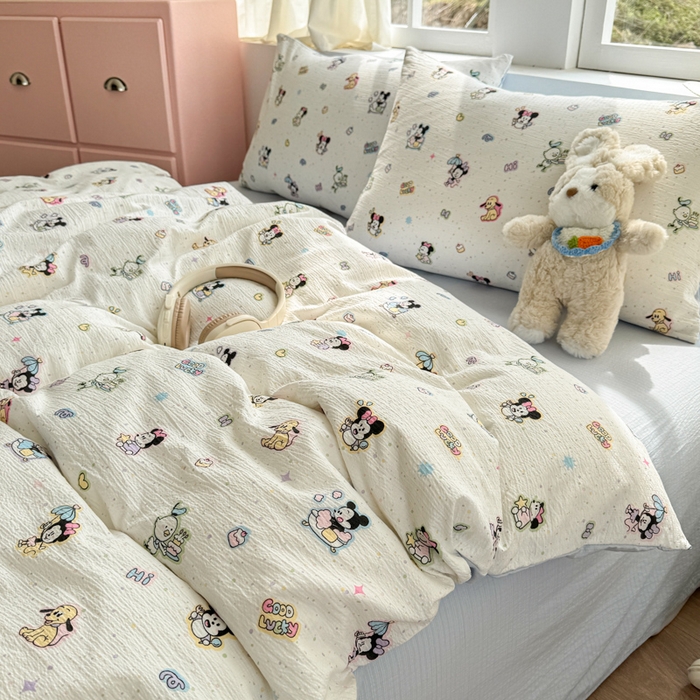 91家纺网 家纺一手货源 找家纺 艾特你 2025新款云感针织双层纱四件套 欢乐派对