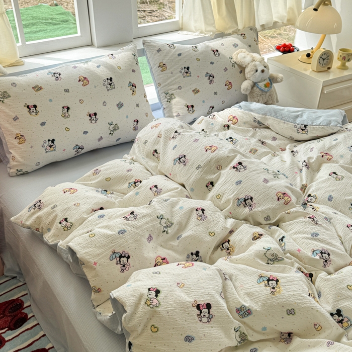 91家纺网 家纺一手货源 找家纺 艾特你 2025新款云感针织双层纱四件套 欢乐派对