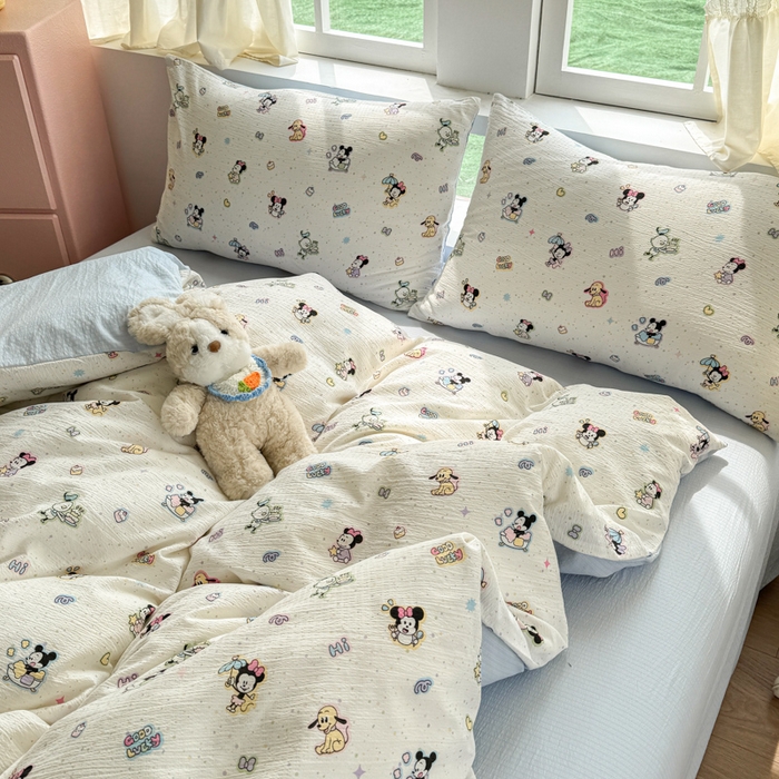 91家纺网 家纺一手货源 找家纺 艾特你 2025新款云感针织双层纱四件套 欢乐派对