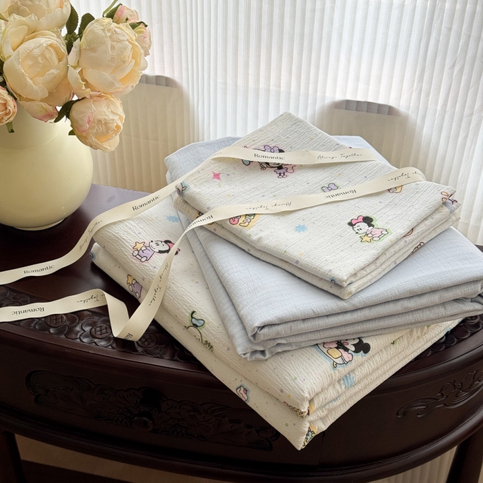 91家纺网 家纺一手货源 找家纺 艾特你 2025新款云感针织双层纱四件套 欢乐派对