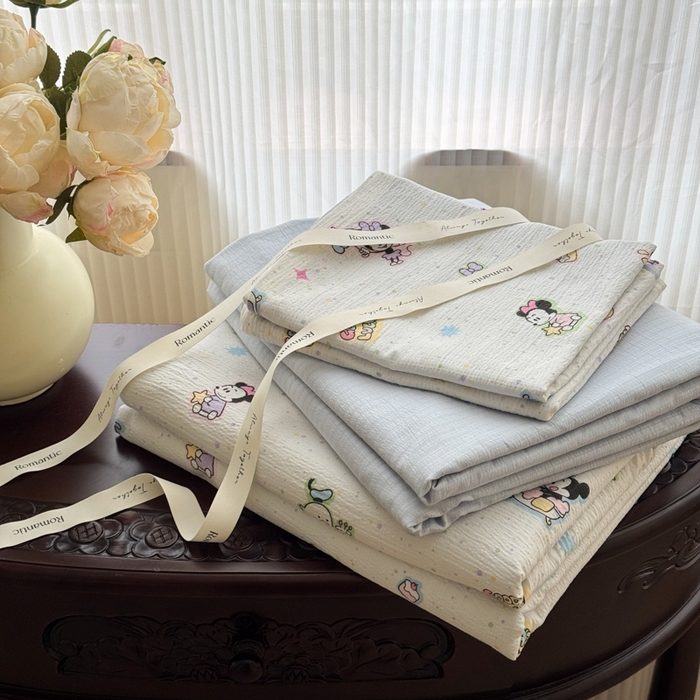 91家纺网 家纺一手货源 找家纺 艾特你 2025新款云感针织双层纱四件套 欢乐派对