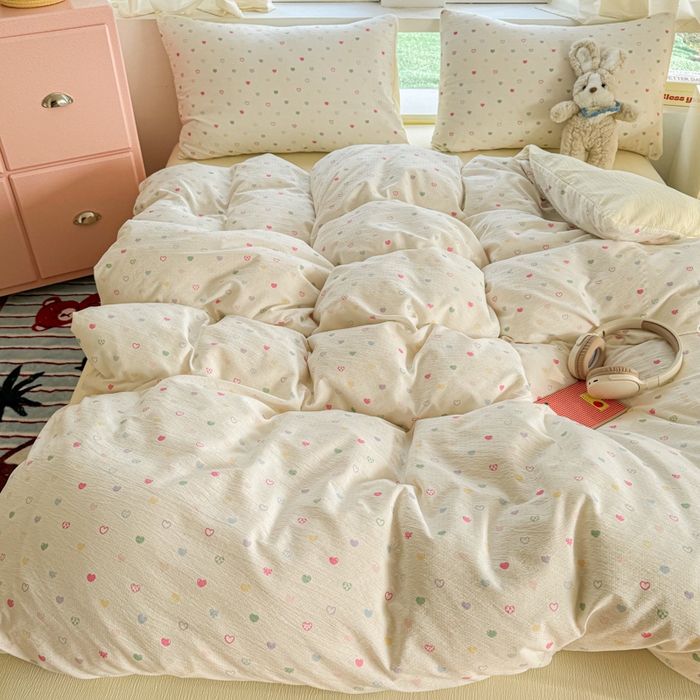 91家纺网 家纺一手货源 找家纺 艾特你 2025新款云感针织双层纱四件套 浪漫邂逅