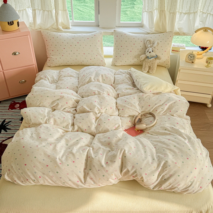 91家纺网 家纺一手货源 找家纺 艾特你 2025新款云感针织双层纱四件套 浪漫邂逅