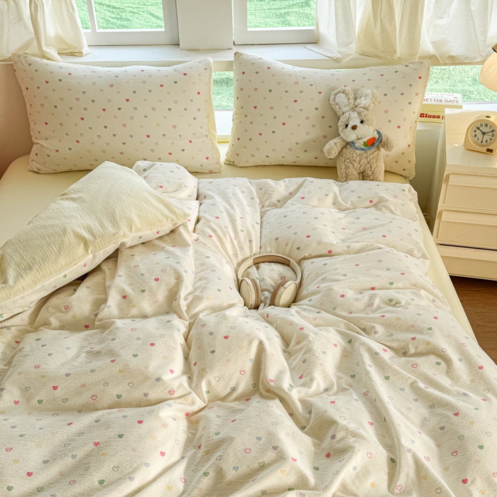 91家纺网 家纺一手货源 找家纺 艾特你 2025新款云感针织双层纱四件套 浪漫邂逅