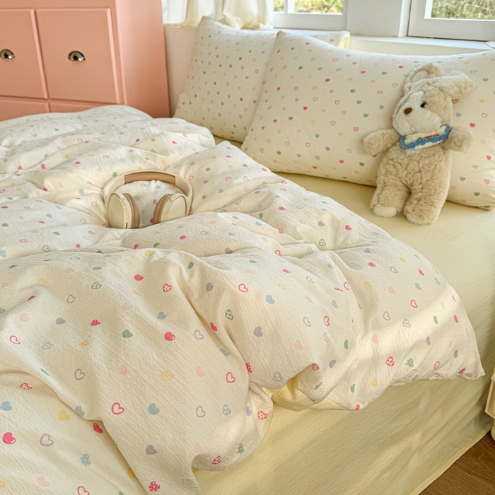 91家纺网 家纺一手货源 找家纺 艾特你 2025新款云感针织双层纱四件套 浪漫邂逅