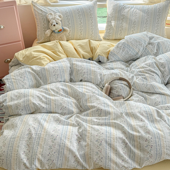 91家纺网 家纺一手货源 找家纺 艾特你 2025新款云感针织双层纱四件套 洛克庄园