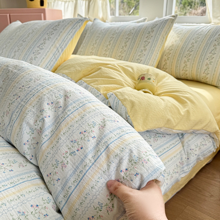 91家纺网 家纺一手货源 找家纺 艾特你 2025新款云感针织双层纱四件套 洛克庄园