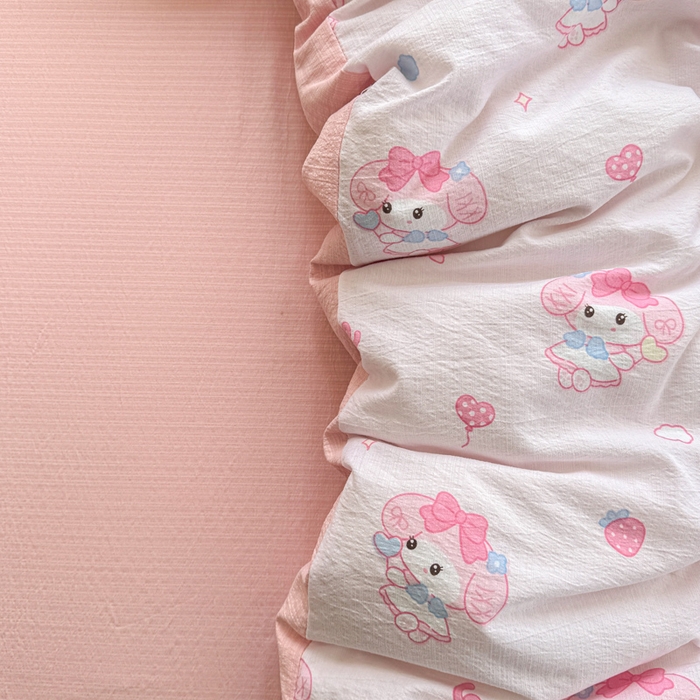 91家纺网 家纺一手货源 找家纺 艾特你 2025新款云感针织双层纱四件套 莓乐蒂