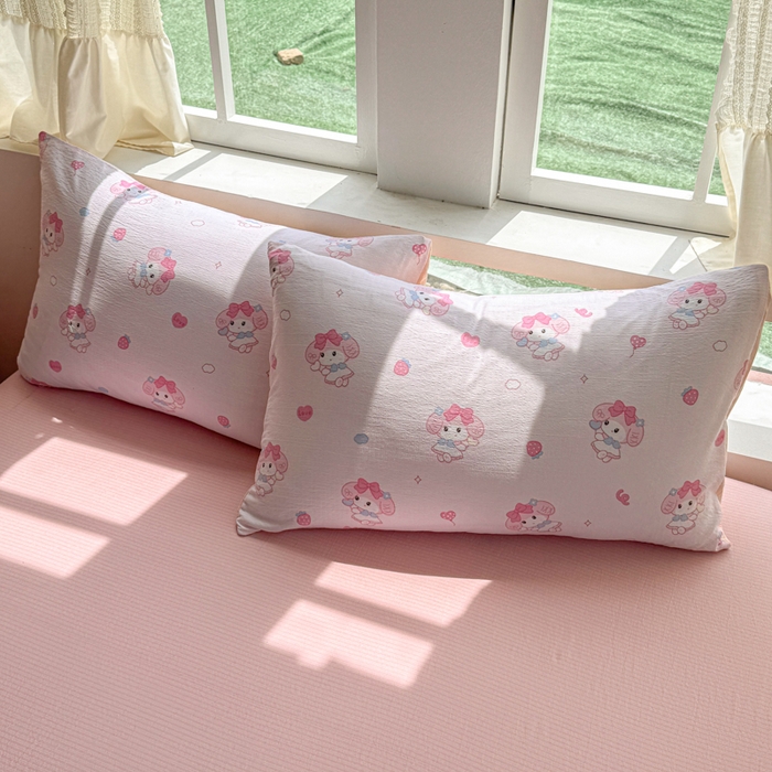 91家纺网 家纺一手货源 找家纺 艾特你 2025新款云感针织双层纱四件套 莓乐蒂