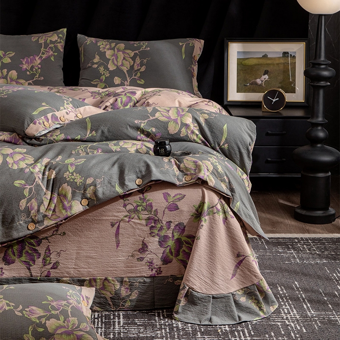 91家纺网 家纺一手货源 找家纺 库里梦家纺 2025新款A类复古提花双层纱四件套 香馨