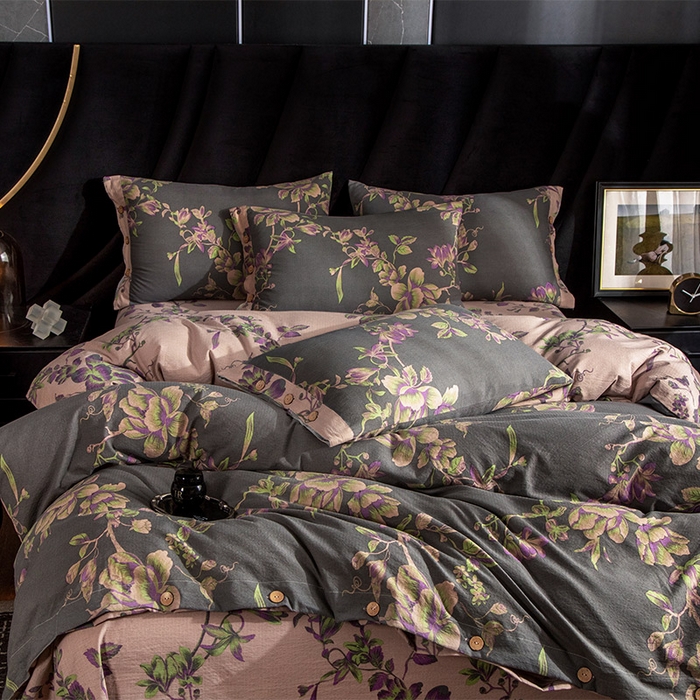 91家纺网 家纺一手货源 找家纺 库里梦家纺 2025新款A类复古提花双层纱四件套 香馨