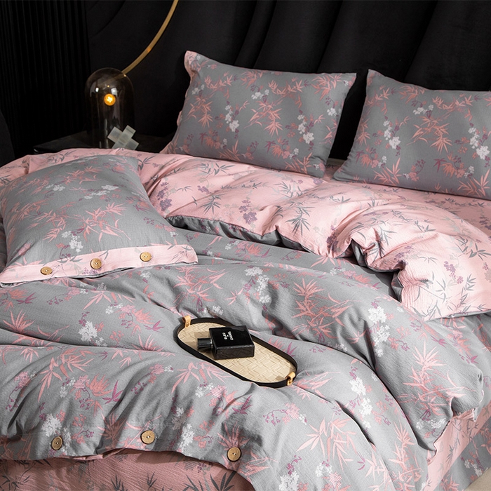 91家纺网 家纺一手货源 找家纺 库里梦家纺 2025新款A类复古提花双层纱四件套 枫华