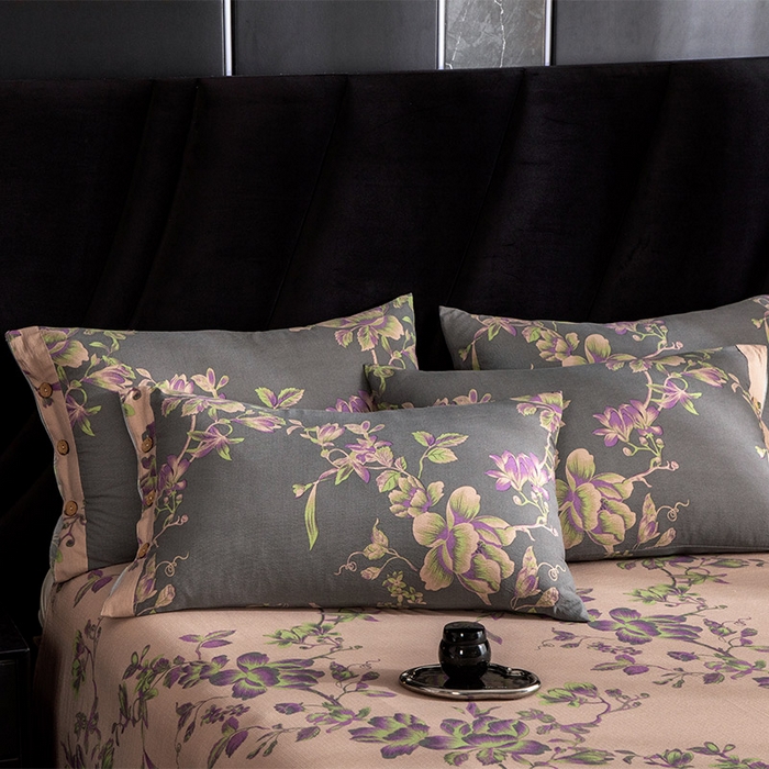 91家纺网 家纺一手货源 找家纺 库里梦家纺 2025新款A类复古提花双层纱四件套 香馨