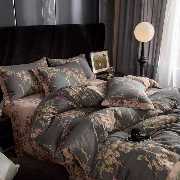 91家纺网 家纺一手货源 找家纺 库里梦家纺 2025新款A类复古提花双层纱四件套 香馨