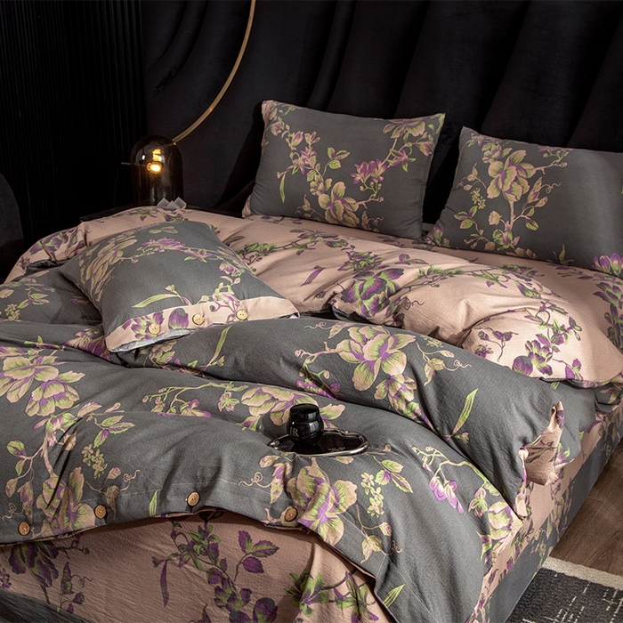 91家纺网 家纺一手货源 找家纺 库里梦家纺 2025新款A类复古提花双层纱四件套 香馨