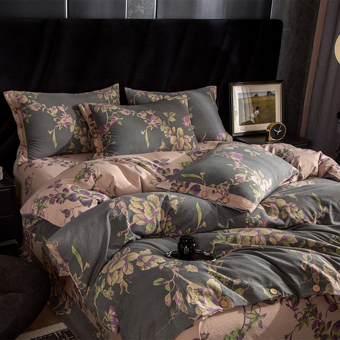 91家纺网 家纺一手货源 找家纺 库里梦家纺 2025新款A类复古提花双层纱四件套 香馨