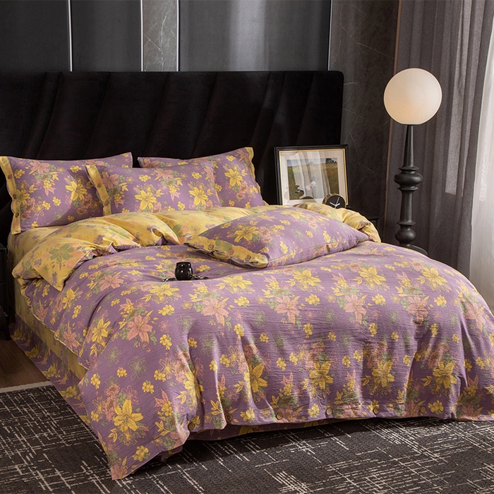 库里梦家纺 2025新款A类复古提花双层纱四件套 花畔