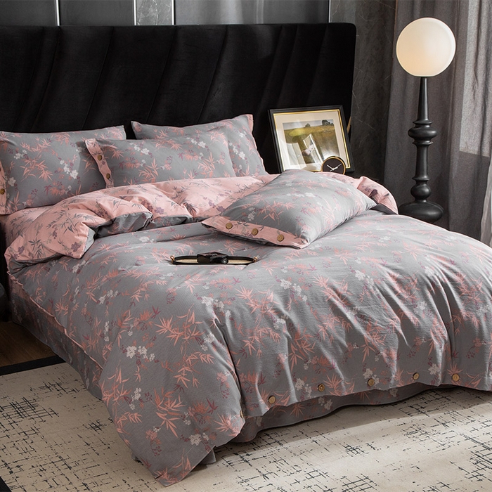 库里梦家纺 2025新款A类复古提花双层纱四件套 枫华