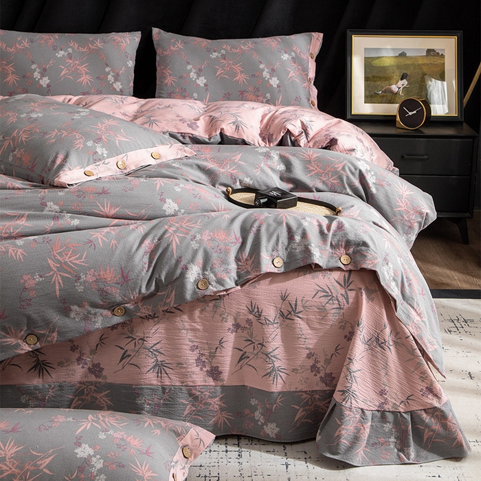 91家纺网 家纺一手货源 找家纺 （总）库里梦家纺 2025新款A类复古提花双层纱四件套