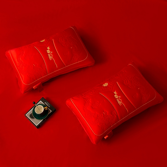 91家纺网 家纺一手货源 找家纺 （总）糖果枕芯 2025新款喜庆婚庆大红随礼送人枕芯护颈枕头龙凤祥和