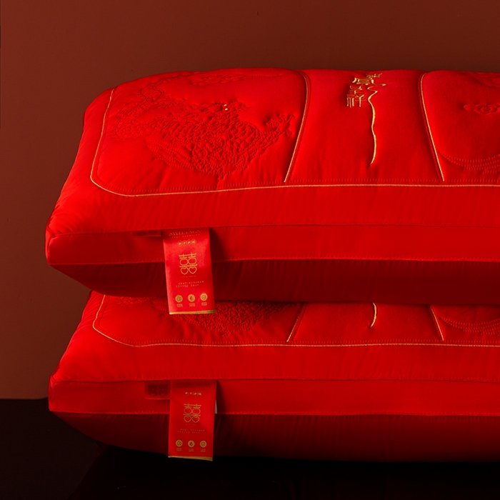 91家纺网 家纺一手货源 找家纺 （总）糖果枕芯 2025新款喜庆婚庆大红随礼送人枕芯护颈枕头龙凤祥和