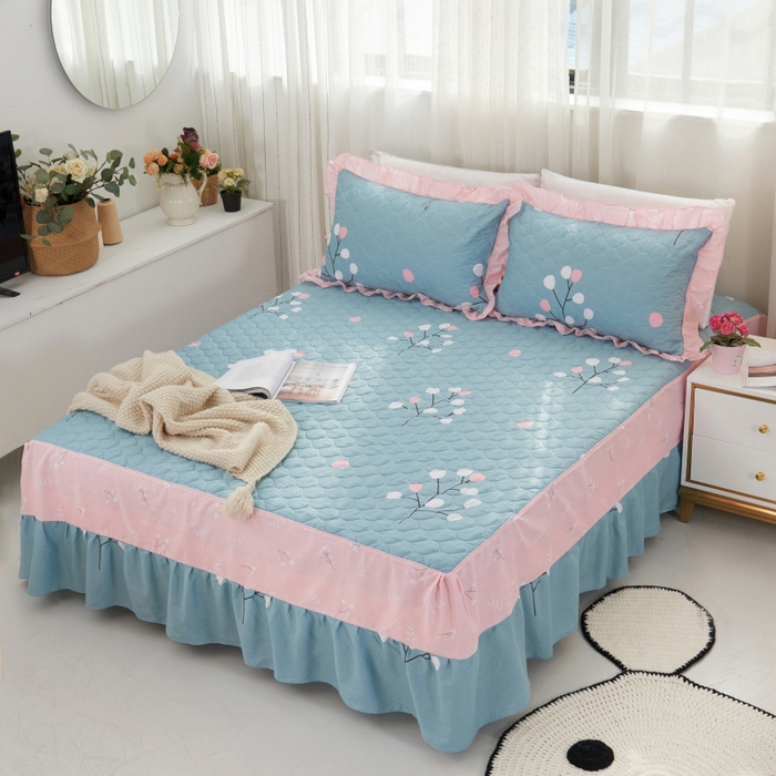 91家纺网 家纺一手货源 找家纺 （总）爱妮玖玖 2025新款全套夹棉床裙床笠四件套夏风款