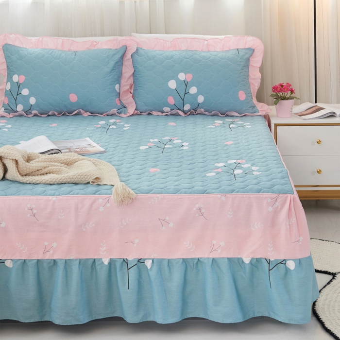 91家纺网 家纺一手货源 找家纺 （总）爱妮玖玖 2025新款全套夹棉床裙床笠四件套夏风款